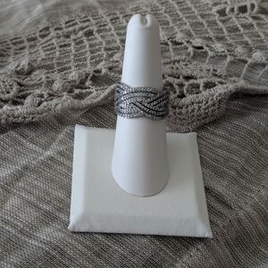 Elegant Hematite Braided Women's Ring